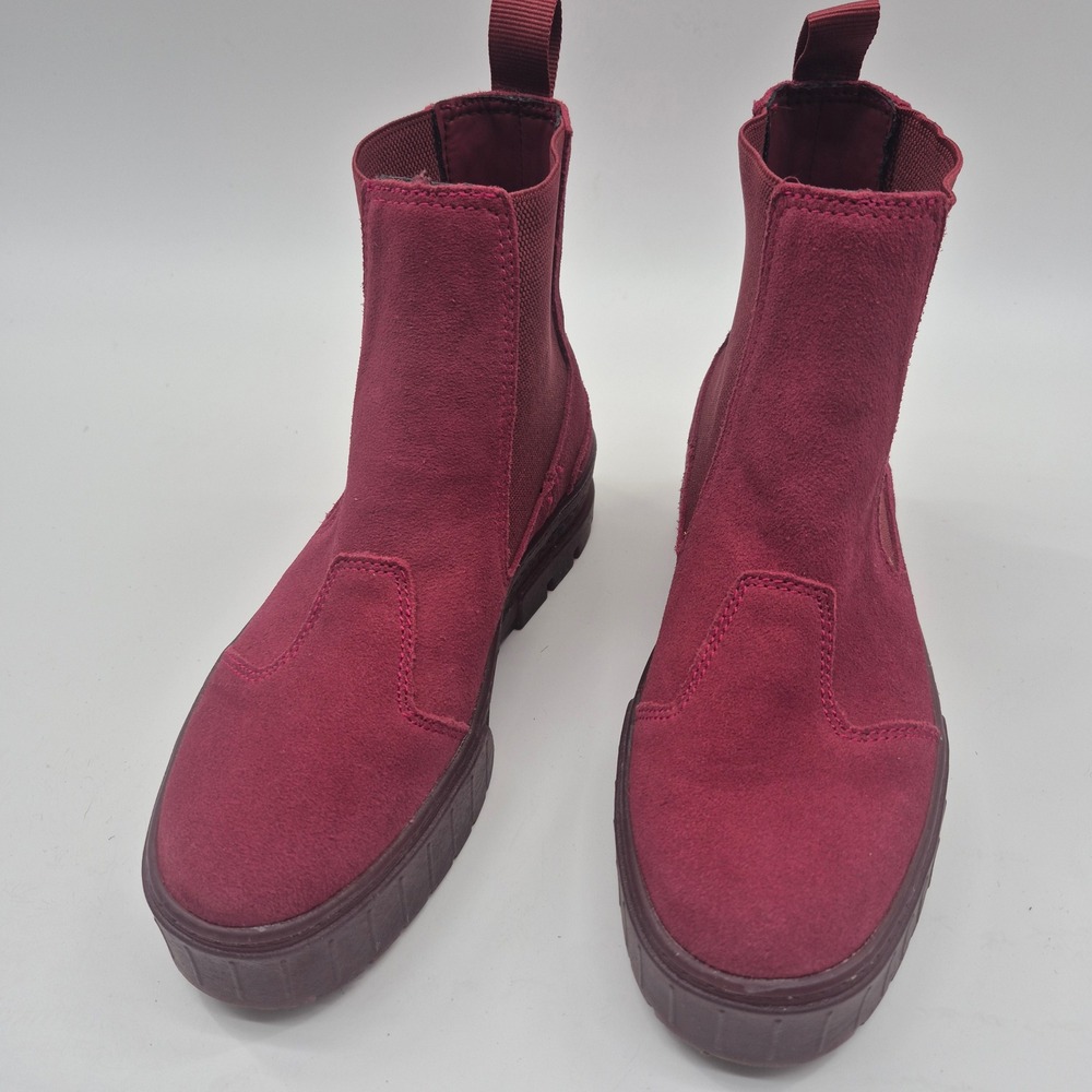 Puma Mayze Chelsea Boot Women 7.5 Burgundy Suede Platform 385091-01